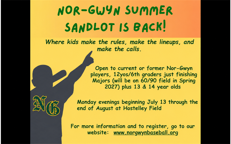 Nor-Gwyn Summer Sandlot is Back!