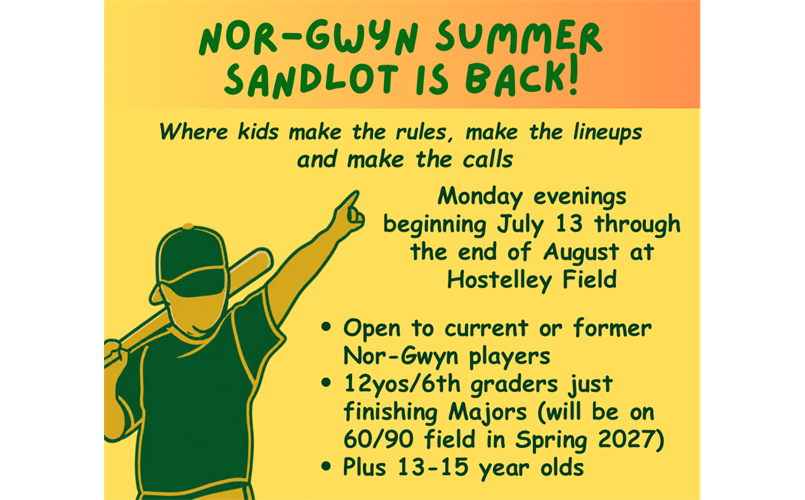 Nor-Gwyn Summer Sandlot is Back!